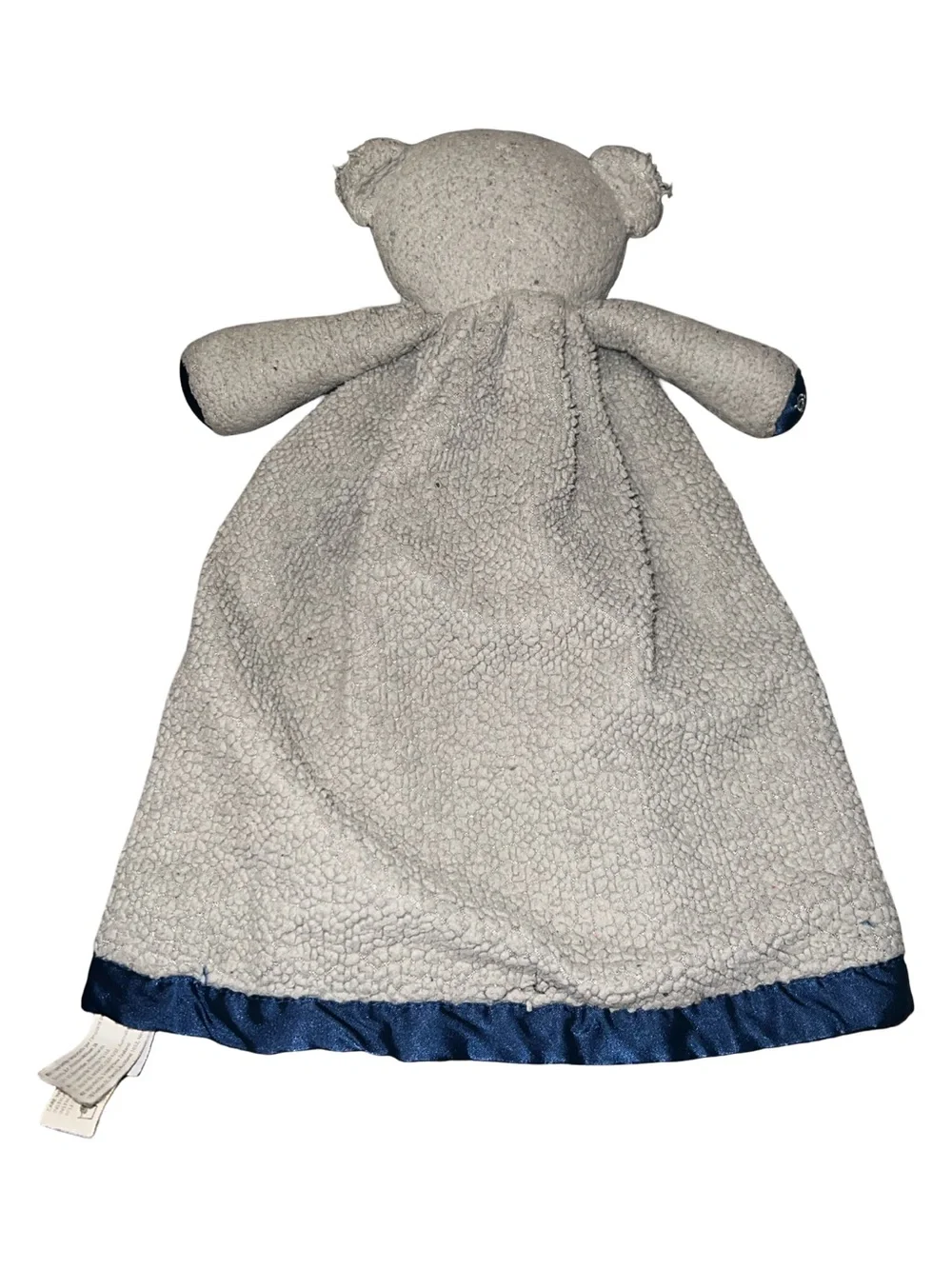 Scentsy Boo the Bear Blankie Buddy Gray Navy Blue Satin Lovey Security Blanket